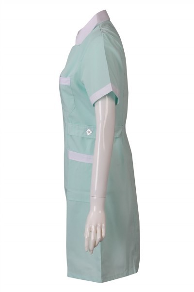 SKNU004 custom-made princess collar clinic uniform order nurse uniform custom-made hospital uniform design clinic uniform style clinic uniform supplier HK Shute clinic uniform price front view